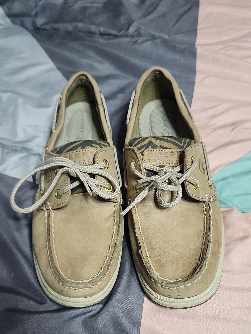 Sperry  Beige/Tan Leather Boat Shoes